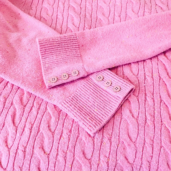 Talbots Pink Cable-Knit Crew Sweater sz XLP - Picture 6 of 12